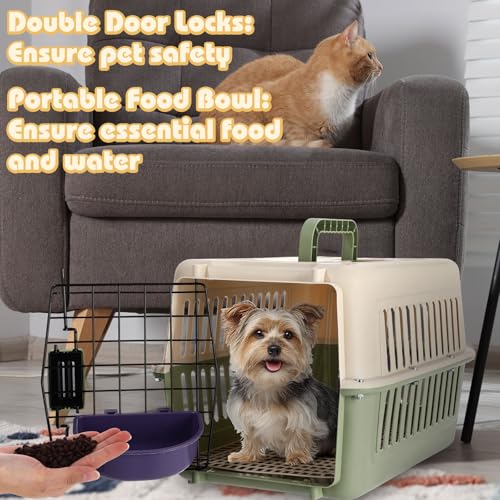 image for Fiwochic 2 Set Hard Plastic Pet Carrier Breathable Dog Cat Kennel with