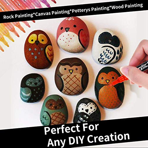 Acrylic Paint Markers, 36 Colors Medium Point Acrylic Paint Pens Set, Permanent Water Based, Great for Rock, Wood, Fabric, Glass, Metal, Ceramic, DIY Crafts and Most Surfaces by Smart Color Art