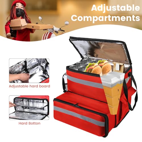 Food Delivery Backpack, Large Insulated Backpack for Doordash/Uber Eeats, Expandable Cooler Bags for Bike/Motorcycle with Reflective Strip/Cup Holders,Reusable Pizza Food Delivery Bag with Hand Straps by CIVJET - Image 4