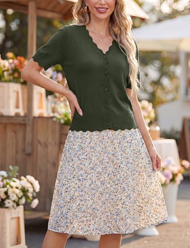 Image of GRECERELLE Summer Short Sleeve Cardigan for Womens Lightweight Cropped Knit Sweater Shrug