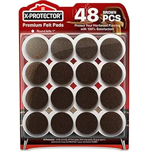 Felt Furniture Pads X-PROTECTOR - 48 Premium Felt Pads Floor Protector Brown - Chair Felts Pads for Furniture Feet Wood Floors - Best Furniture Pads for Hardwood Floors - Protect Your Wood Floors!