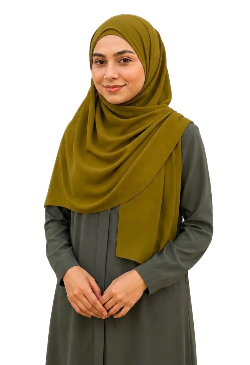Soft Chiffon Hijab Scarf | Long 2.25 Metre Wrap for Women | Modest Solid Color Shawl & Duppatta-picture-28