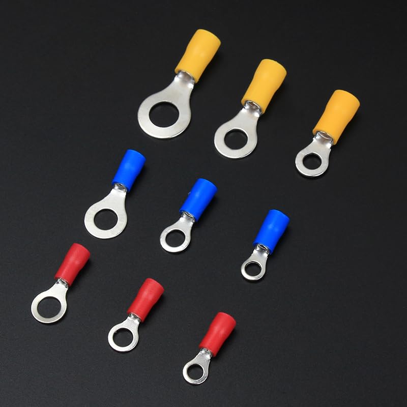Kit di connettori a crimpare con terminale ad anello isolato, 128 pezzi, connettori per cavo ad anello, terminali terminali a spina per cavo