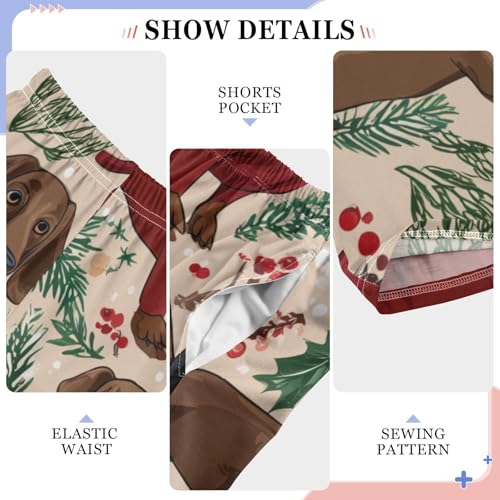 ZZXXB Dachshund Holly Leaves Boys Long Pants Soft Trousers Elastic Waist Kids Lounge Bottoms with Pockets S-XL4