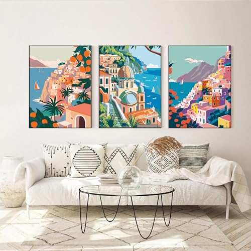 Image of cupmod 6 Packs Scenery-Cityscape Paint by Numbers Kit for Adults,DIY Watercolor Acrylic Oil Painting Landscape Paint by Numbers Kits on Canvas,Adults Paint by Numbers Kits for Home Decor 9.8x12.8inch