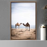 Framed Canvas Wall Art Camel Animals Camels Expressive Farmhouse/Country Living Room Multicolor Photography - 16x24 inches