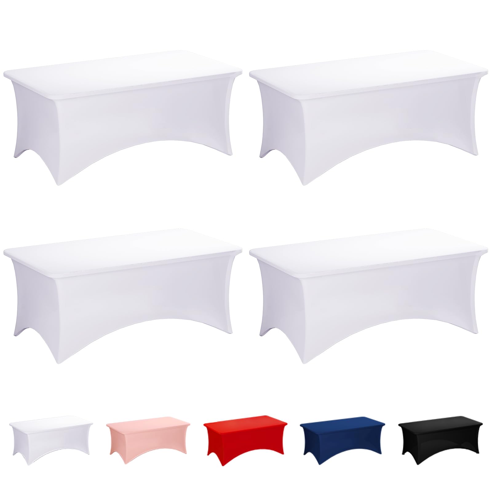 Black Tablecloths - 2 Pack 6FT Fitted Covers -27 Black Tablecloths - 2 Pack 6FT Fitted Covers -27