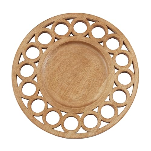 Platos decorativos redondos de madera mango set 4