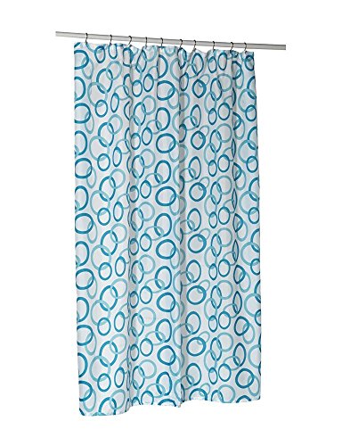 Carnation Home Fashions Circles Extra Long Printed Fabric Shower Curtain, 70-Inch by 84-Inch