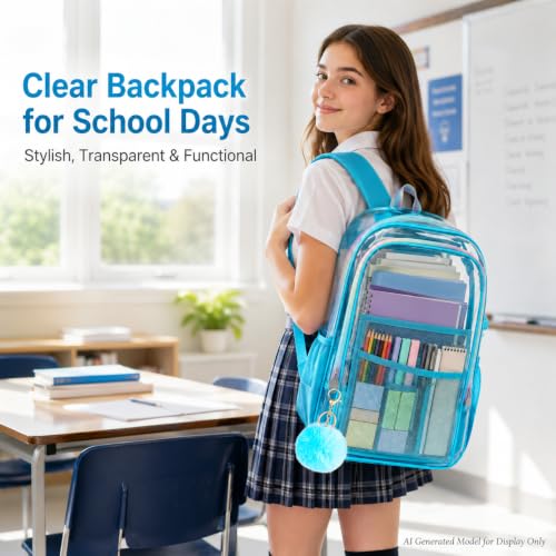 Image of AGSDON Clear Backpack, Heavy Duty Transparent Bookbag, See Through PVC Backpacks for Women Men