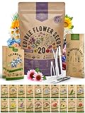 Organo Republic 20 Edible Flower Seeds Variety Pack- Indoor/Outdoor. 7000+ Non-GMO Heirloom: Borage, Bergamot, Nasturtium, Chives, Cape Daisy, Hyssop, Zinnia Seeds & More