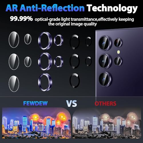 Image of V MOBITE Camera Lens Protector Compatible with Galaxy S24 Ultra | 9H Tempered Glass Camera Lens Guard | HD Clear Scratch Resistant Lens Cover | Case Friendly | Easy Installation violet