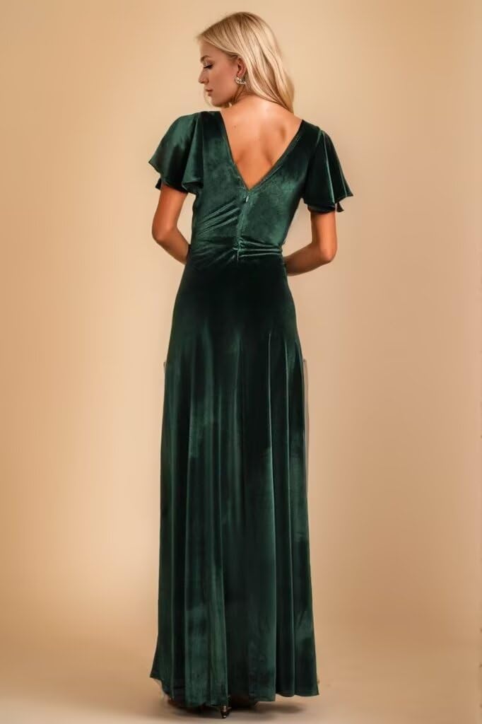 Short Sleeve Velvet Bridesmaid Dresses for Women 2024 A Line Formal Evening Gowns Long Bridesmaid Dresses