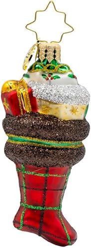 Miniatura 5 de Christopher Radko Decoración de cristal europeo hecha a mano para árbol de Navidad, corona alegre