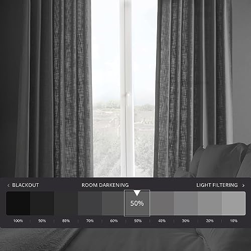 Image of HPD Half Price Drapes Heavy Faux Linen Light Filtering Curtains for Bedroom 84 Inches Long (1 Panel) - Rod Pocket Curtains for Living Room - Window Curtains Home Decor - 50 X 84, Pewter Grey