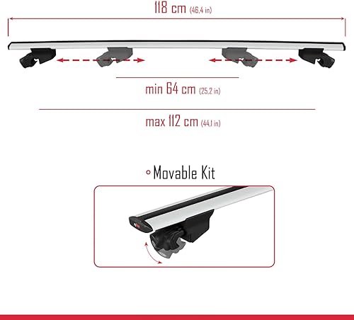 Miniatura 3 de Compatible con Dacia Sandero Stepway 2 2012-2020 modelo gancho barra transversal de aluminio gris 2 barras