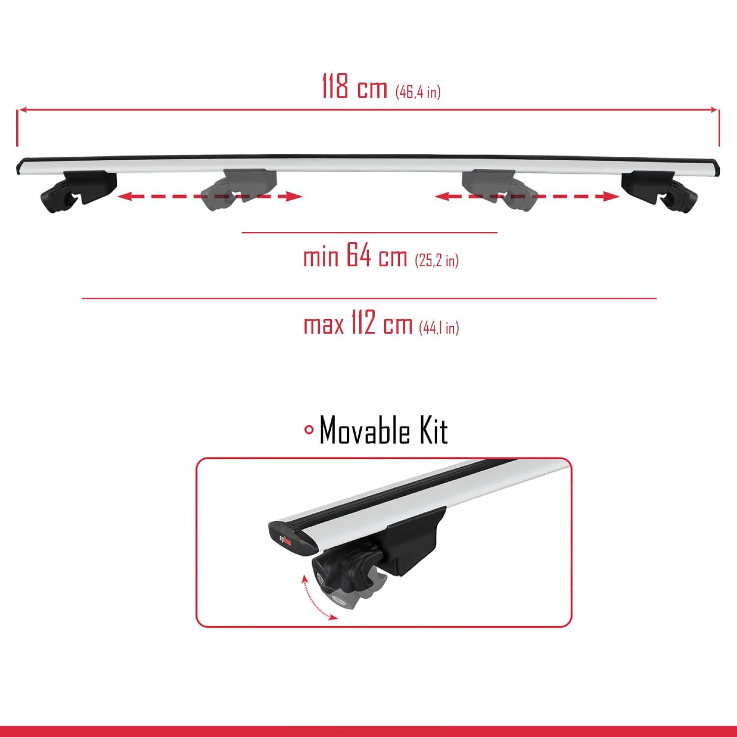 Compatible con Audi A4 (B9) Avant 2016 – 2023 Baca Hook portaequipajes con llave aluminio gris