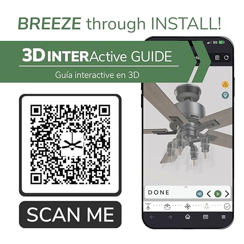 Image of Hunter Techne, Indoor, Ceiling Fan, Smart, Quiet, 52 inch, Matte White