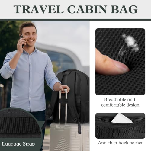 Image of 17 inch Travel Laptop Backpack, Airline Approved Bag, Black Brown