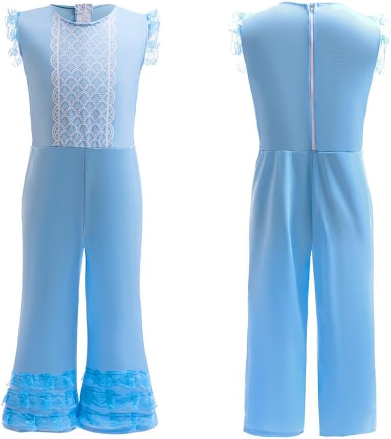 Dressy Daisy Toddler Little Girls Shepherdess Bo Halloween Costume Blue Jumpsuit Dress Up Set with Headband and Cape - Image 4