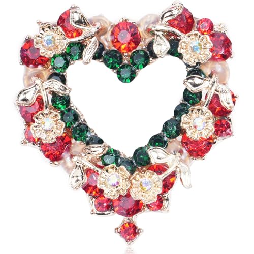 Broches de Navidad para mujer, coloridos accesorios de Navidad, adornos de vacaciones, broches y broches de regalo, joyería de Navidad para mujer, corazón de amor