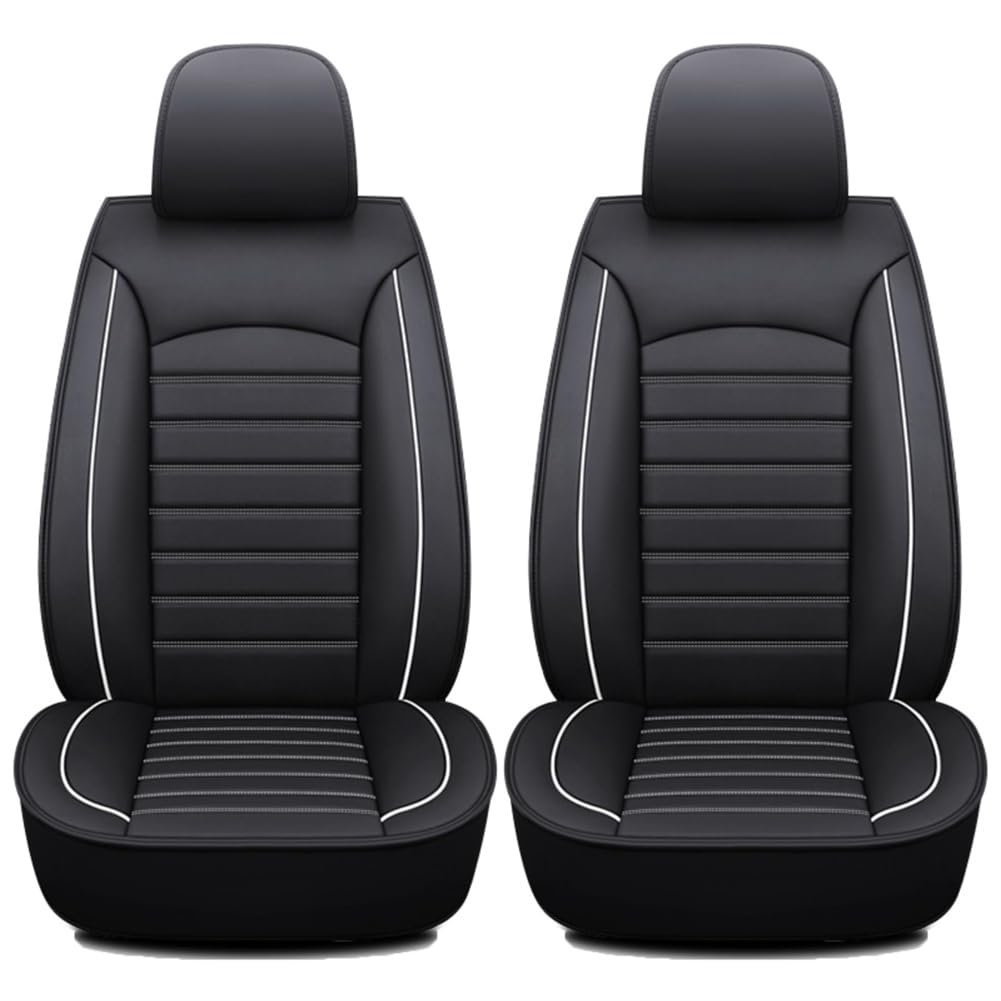 2Pcs Fundas Asientos Coche para Nissan Micra K14 2017-2025, Piel Impermeable Antideslizante y Protectores de Asiento Coche Accesorios,C/Black White