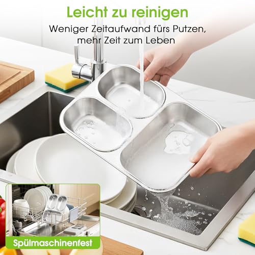 BOYUNSHI Bento Lunchbox, Brotdose Edelstahl mit 3 Fächern & Unabhängiger Dichtungsring, Auslaufsicher Lunchbox Kinder Erwachsene, BPA-frei & Spülmaschinenfest, 800ml