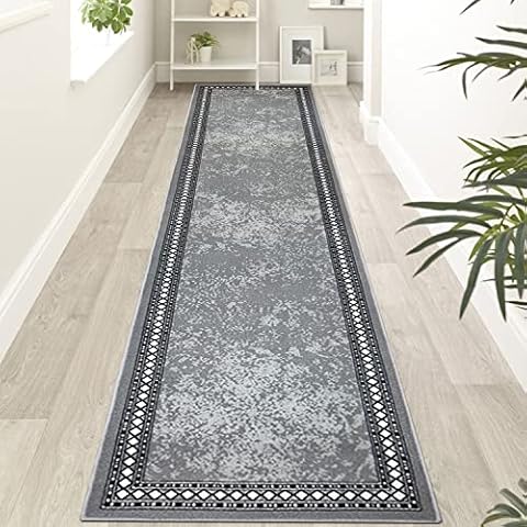 Homcomodar Extra Long Grey Hallway Runner Rug Cover