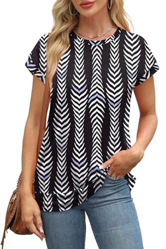 Image of Alaroo Womens Summer Tops Short Sleeve Shirts Crew Neck Cute Trendy Tunic Blouses (S-3XL)