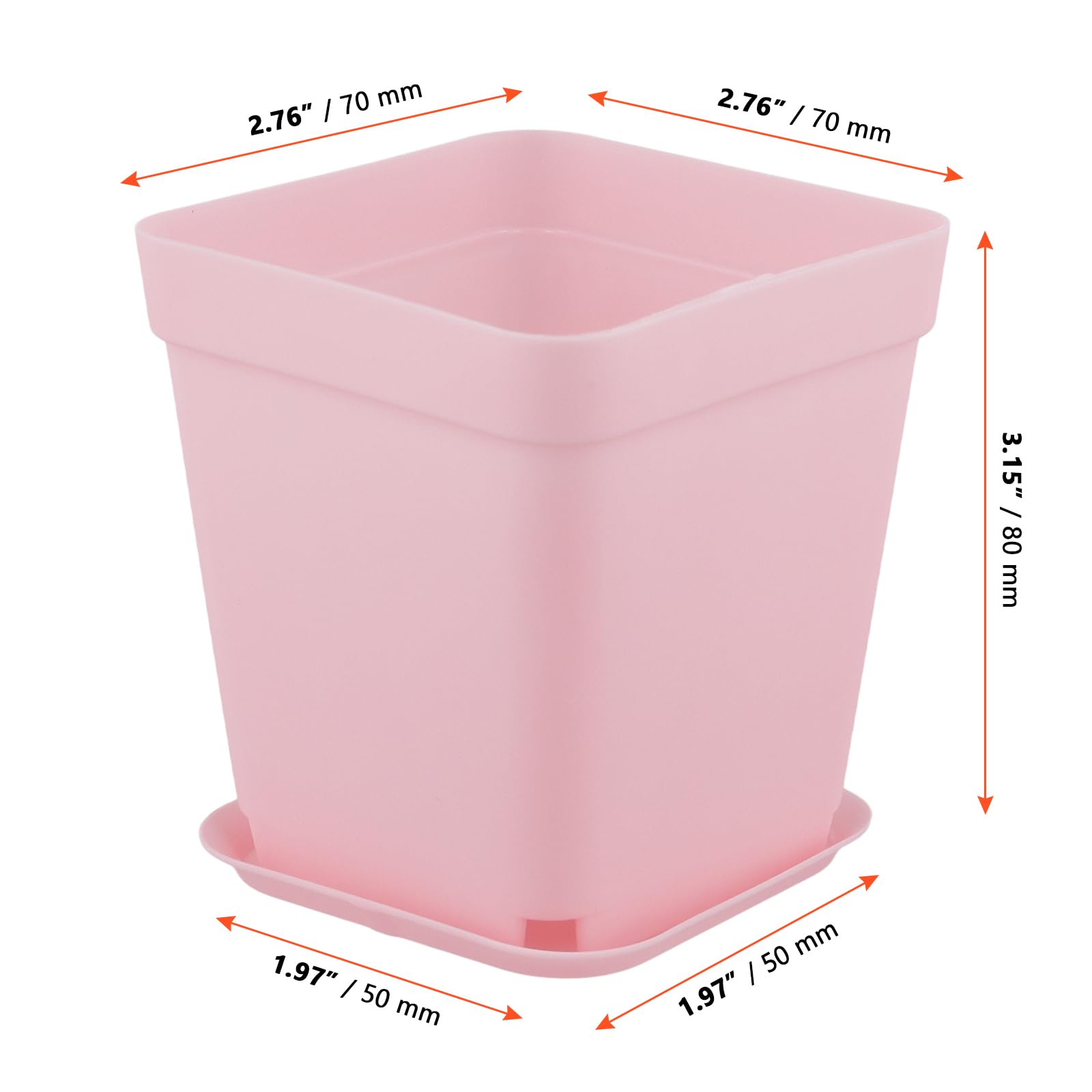 SINJEUN 60 kolorowych doniczek do sadzenia, 7 x 8 cm, ma?e doniczki na ro?liny, prostok?tne, z podstawk?, kolorowe kwadratowe doniczki z tworzywa sztucznego, do biura, na balkon