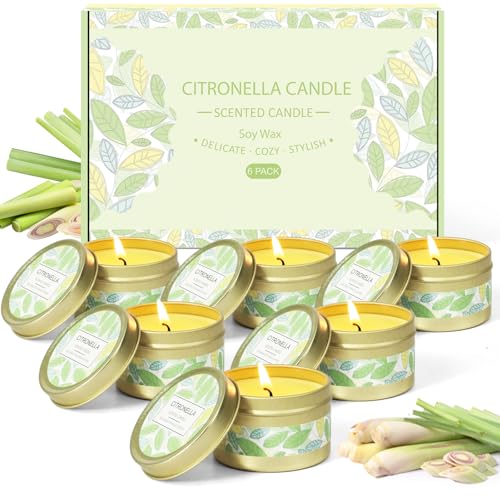 SCENTORINI Citronella Kerze Outdoor 6er Set - Duftkerzen mit Citronella aus natürlichem Sojawachs - Für Garten Balkon Terrasse und Sommerabende