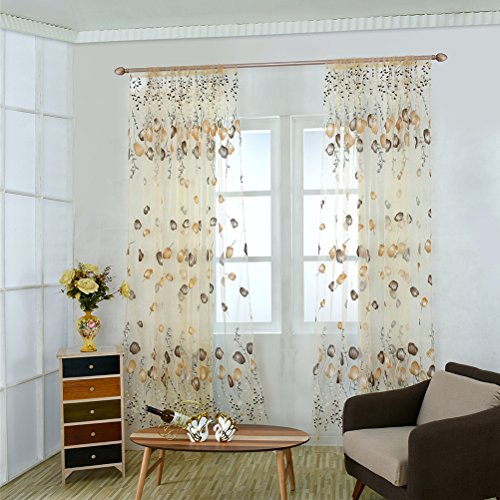 Tenda di tulle,WINOMO Tenda trasparente con fiori