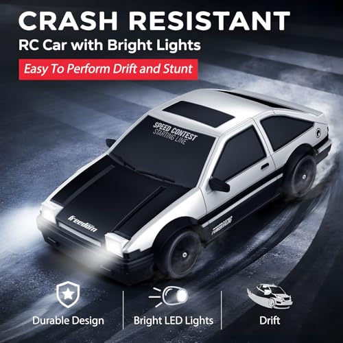 Image of Remote Control Car RC Drift Car 2.4GHz 1:24 Scale 4WD 15KM /H High Speed Model Vehicle with LED Lights Drifting Tire Racing Sport Toy Car for Adults Boys Girls Kids Gift