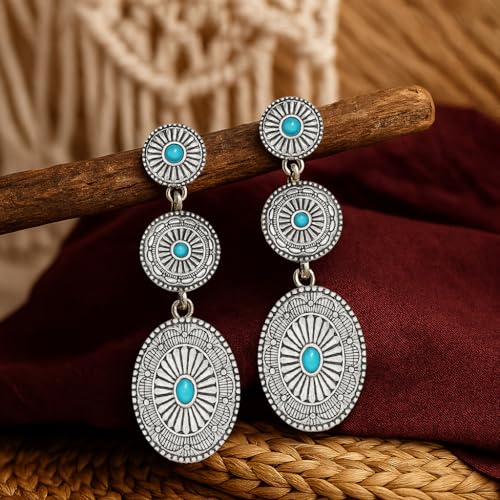 Boucles d'oreilles pendantes western et turquoise pour un style cowgirl - 2