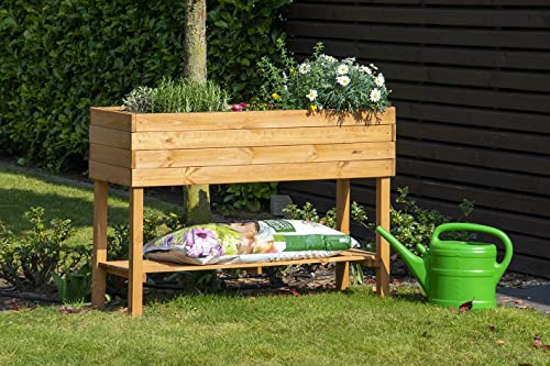dobar 58130FSCe Grote plantenbak met legplank, verhoogd groentebed, kruidenbed van hout, plantenbak voor balkon/tuin/terras, 117 x 40 x 80 cm - Image 6