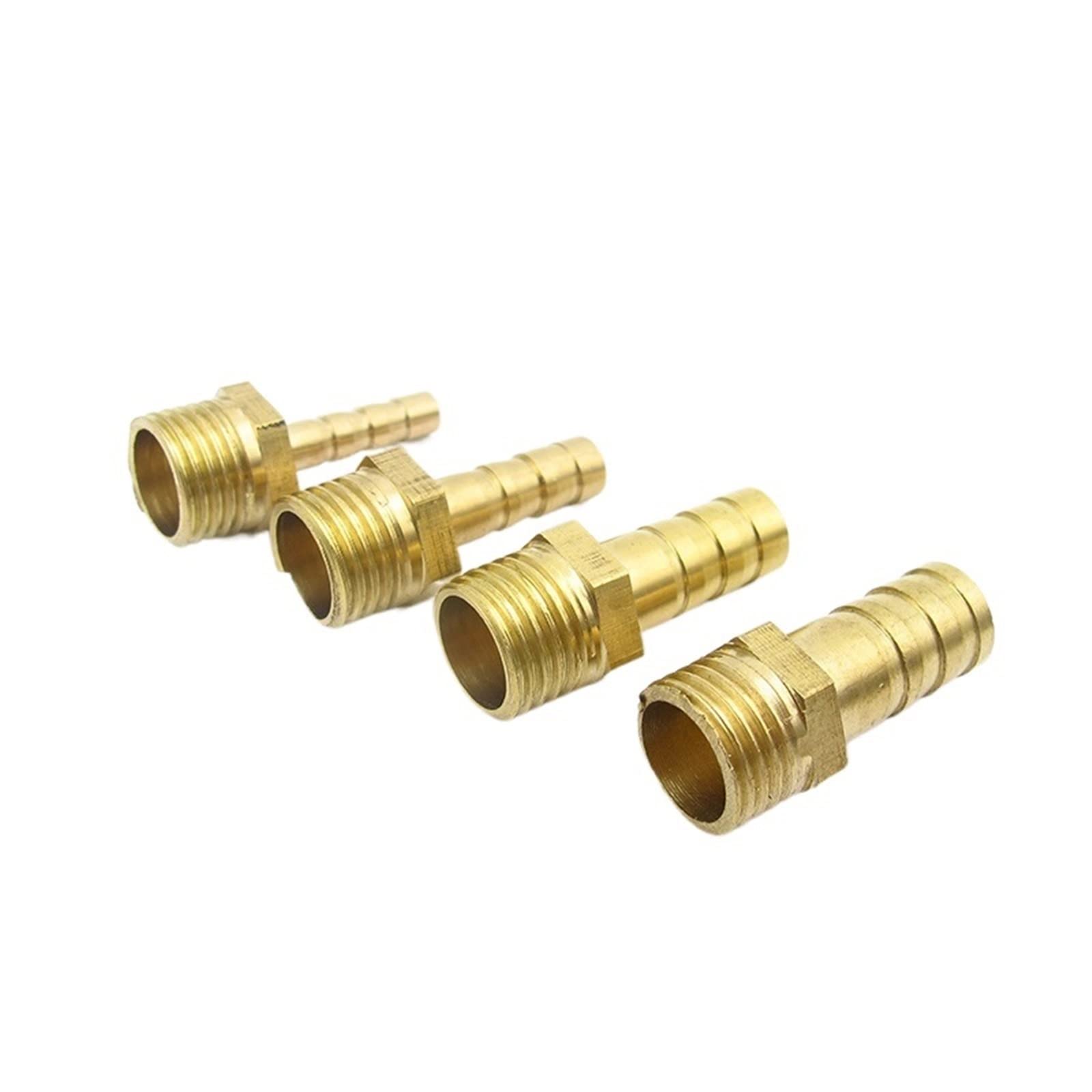 Gjghklhl Men's 1/4Inch 4Pcs 4Mm-4Mm Hose Barb X Bsp Thread Brass Barbed Pipe Fitting Nipple Connector Coupler Adapter(0Mm)