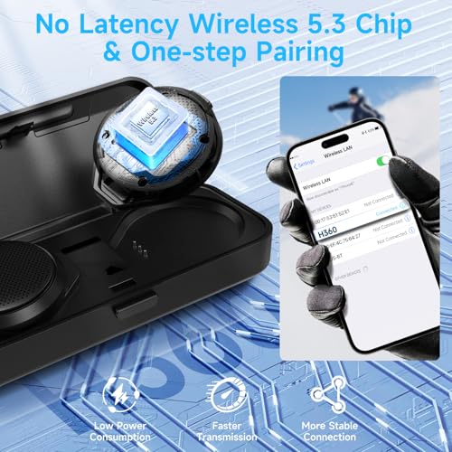 Moman Ski Helmet Speakers, Ha1 Ture Wireless 5.3 Motorcycle Helmet Headset With Remote Control Voice Assistant Charging Case thumb #6