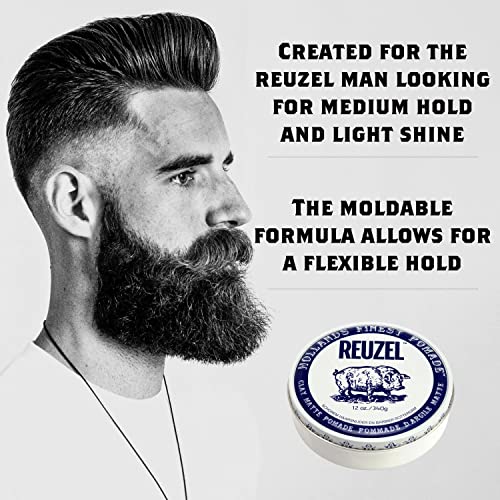 Reuzel Clay Matte Pomade - Men's Concentrated Wax Formula With Natural And Organic Hold - A Vegan Defining And Thickening Product That's Extra Easy To Apply And Remove - Original Fragrance - 12 Oz - Image 3