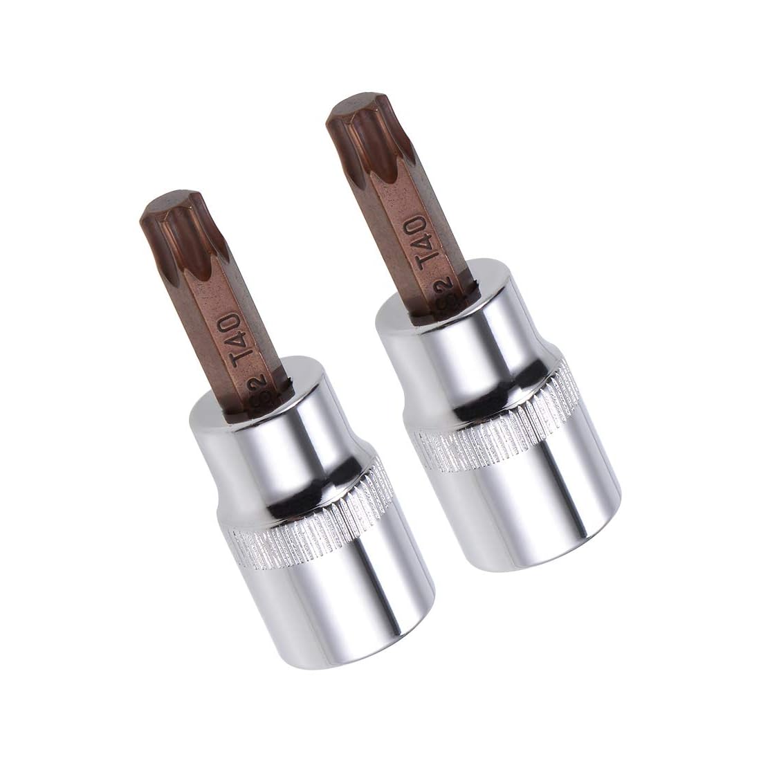 TA-VIGOR 2Pcs Torx Bit Socket, 3/8" Drive x T40 CR-V Key Socket, Premium S2 Steel Bits, Torx Bit with 48mm Length for Ratchet Wrench, Torque Wrench, Slide Bar, Impact Power Drills