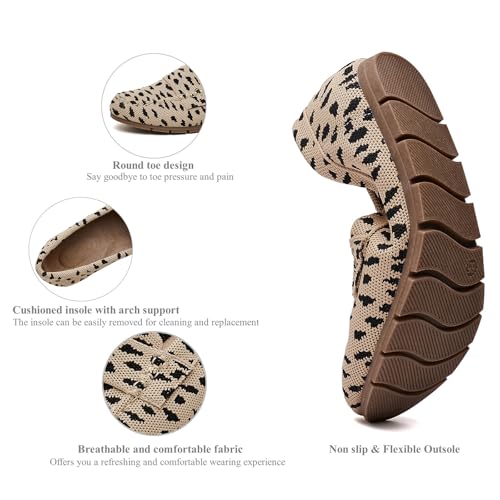 Image of Cvistpieo Loafers for Women Comfortable Dressy Casual Work Flats Lightweight & Breathable Slip On Walking Shoes Knit