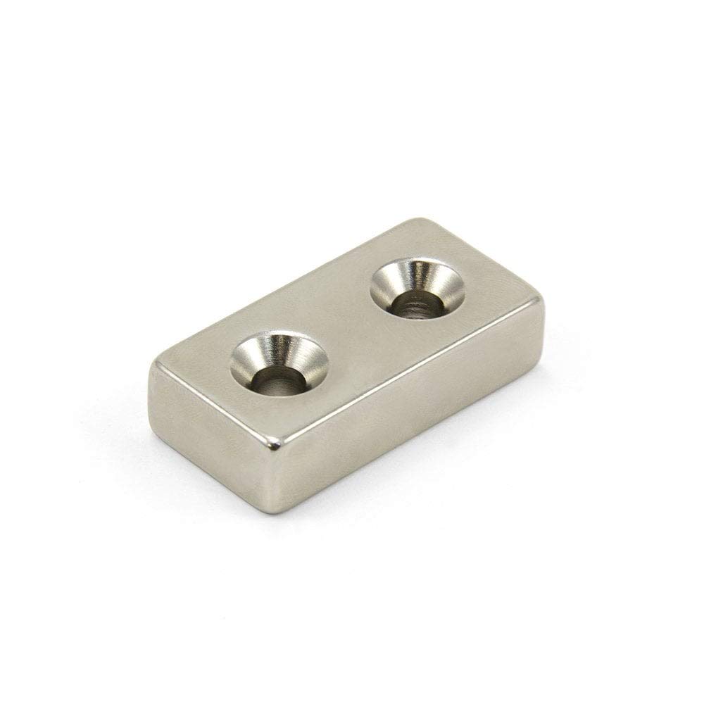 First4magnets N42 Neodymium Magnet For Engineering, Manufacturing And Diy - 40Mm X 20Mm X 10Mm Thick X 5.5Mm Countersunk - 24.4Kg Pull