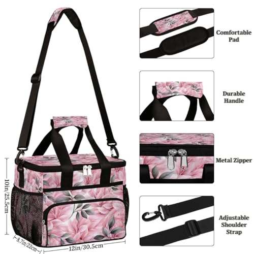 Leaves Insulated Picnic Backpack Lunch Box for Women Men Picnic Basket Tote Lunch Bag Picnic Bag Portable Lunch Bags for Picnic, Beach, Work, Trip,Office, Camp Floral Flowers