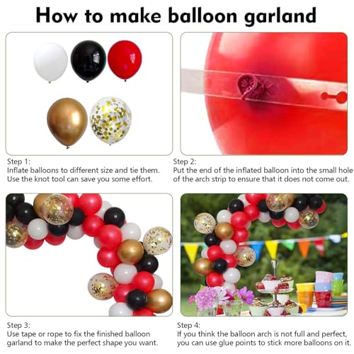 Image of DIY Balloon Arch & Garland Kit, 113Pcs Party Balloons Decoration Set, Gold Confetti Balloons & Gold Red Black White Latex Balloons for Baby Shower, Wedding, Birthday, Graduation Party