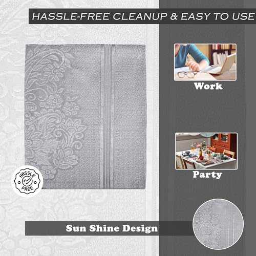 Image of Kuber Industries Dining Table Cover | 60x90 Inch | 6-Seater Table Cover | Net Tabletop Cover | Hotels-Restaurants Table Cover | Dining Table Cloth | Sun-Shine Print | DTC | Grey