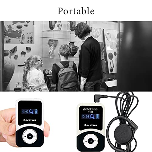 Sistema de escucha asistida Retekess T130, auriculares para guías turísticos (1 transmisor y 10 receptores), para iglesias, plantas, tours, estilo clásico, fácil de usar, con conector Jack 3.5 mm y estación de carga USB de 16 puertos miniatura 6