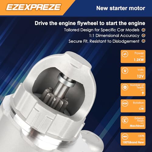 Image of Ezexpreze 6493 Starter for 2002-2005 Chevrolet Cavalier 2.2L 2004 2005 2006 2007 Malibu 2.2L 2.4L for Cobalt 2003-2007 Saturn Ion Vue Compatible with Pontiac Sunfire Grand Am 336-1933A SDR0277