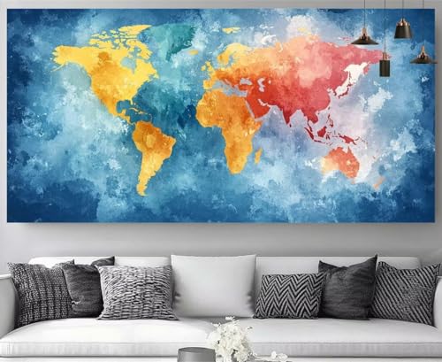 Diamond Painting XXL Anti-Stress Carte du Monde Activité Adulte