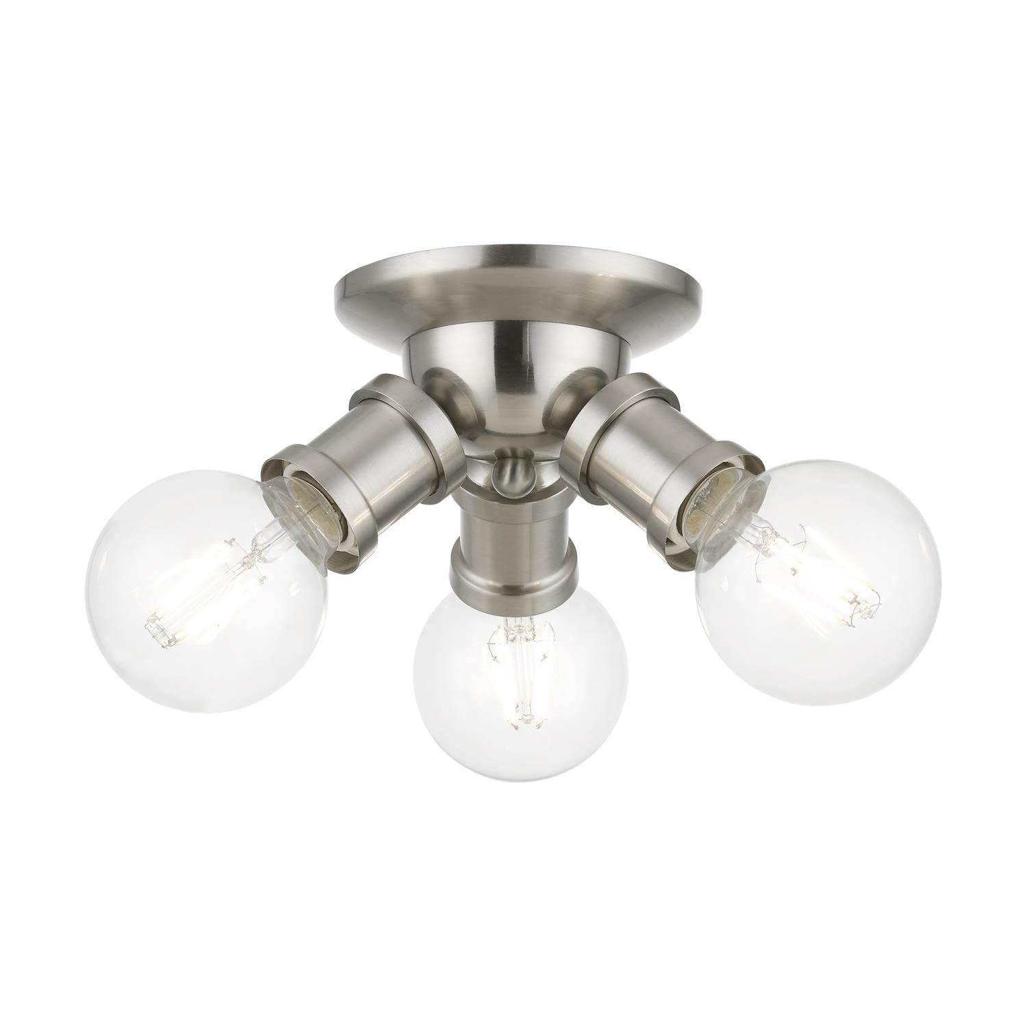 Livex Lansdale - 3 Light Flush Mount in Transitional Style - 4 Inches Tall and 7 Inches Wide - Brushed Nickel Finish