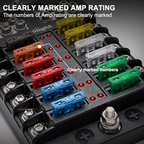 Image of Nilight 10 pcs Regular Standard Blade Fuse Assortment Kit | 5A 5AMP APR ATO ATC Fuses Circuit Protection Replacement for Trucks RV Boats Automotive Cars