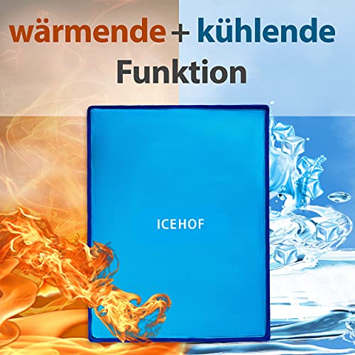 ICEHOF Kühlpads XXL Gel Kühlkissen Groß - Kuschelweich, Kühlakku Kühlpack Ice Pack Kältekompresse Eisbeutel Kühlbeutel Gelkissen Coolpack - 38 x 28 cm Kühlkompresse